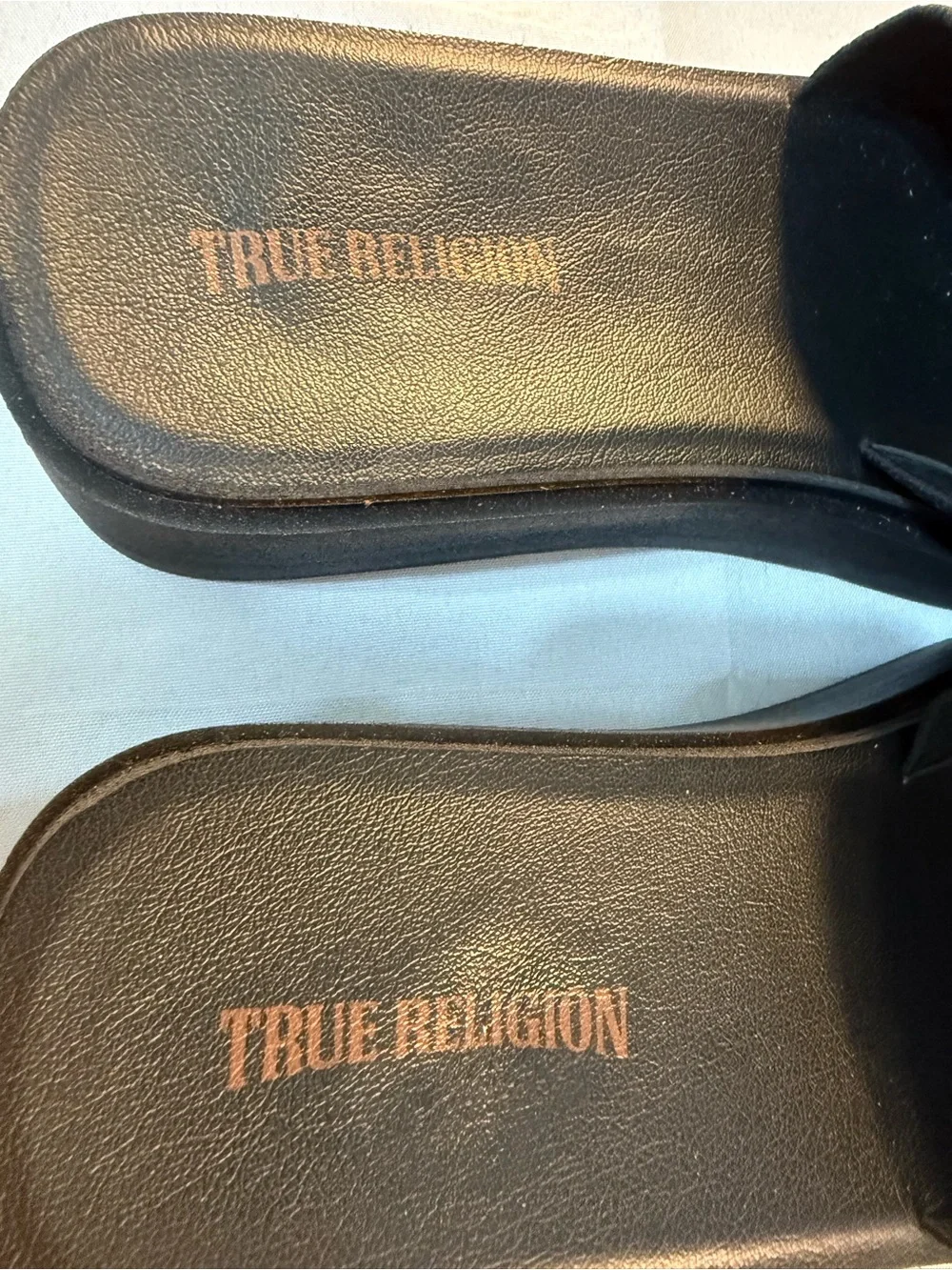 True Religion Jann Black Platform Slide Sandals - Women's Size 11 & 11” Long Guc